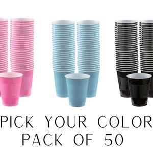 50 Pink Party Cups, Blue Cups, Black Cups, Pink Drink Cup, Bachelorette Party